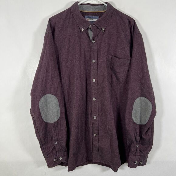 32 Bar Blues Button Down Flannel Shirt Mens Size XXL 2XL Maroon Cotton Cashmere - Picture 1 of 13